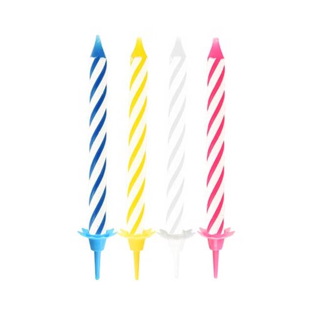 240 Stck Geburtstagskerzen mit Halter 6 cm farbig sortiert