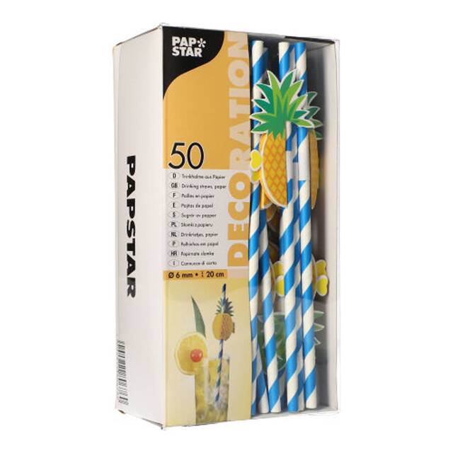 500 Stck Papierstrohhalme  6 mm  20 cm  Pineapple 