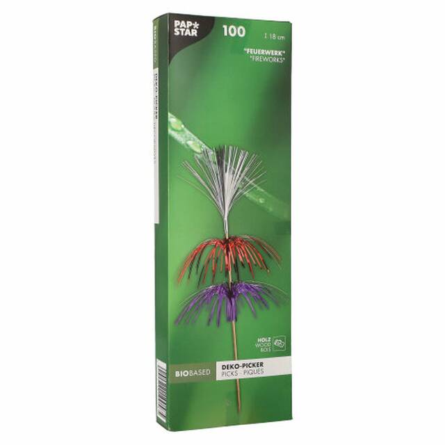 1000 Stck Cocktail-Palme 18 cm farbig sortiert  Feuerwerk  3-lagig