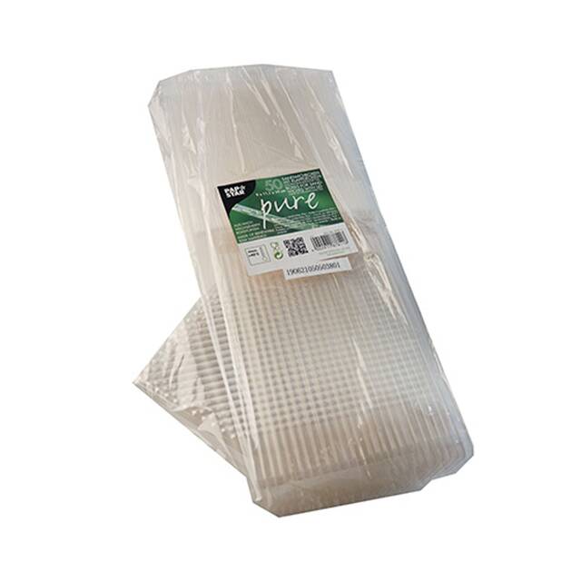 500 Stck Sandwichboxen mit Klappdeckeln, PLA  pure  eckig 9 x 11,1 x 19 cm transparent gro