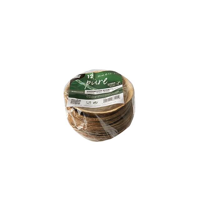 144 Stck Fingerfood-Schalen aus Bambus  pure , 55 ml  7,5 cm