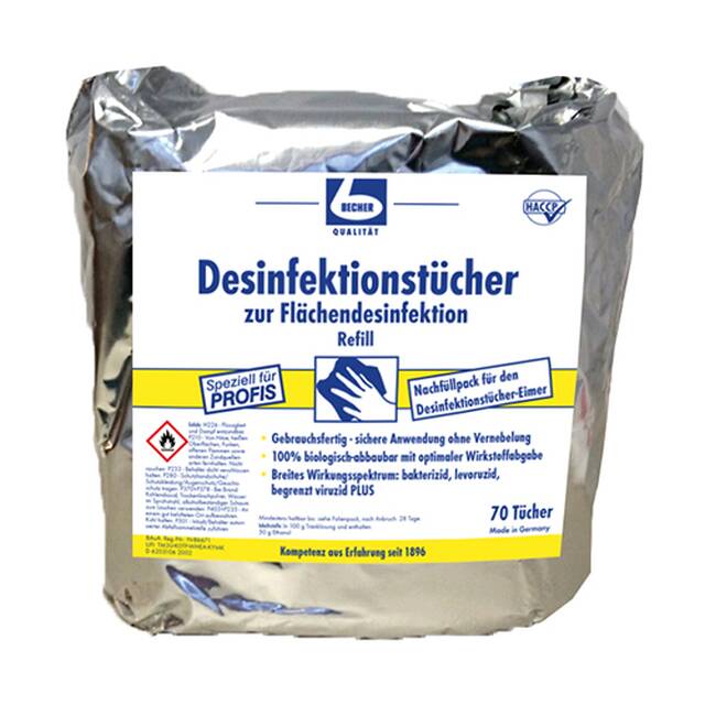 140 Stck  Dr. Becher  Desinfektionstcher 29 x 30 cm weiss zur Flchendesinfektion im Nachfllpack