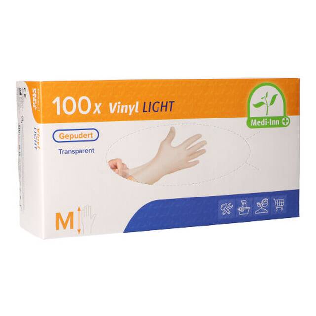 1000 Stck Vinylhandschuhe, gepudert, transparent, Gre M,  Medi-Inn PS   Light 
