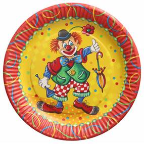 200 Stck Pappteller rund  23 cm  Clown 