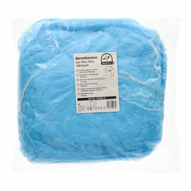 1000 Stück Barett-Hauben, Vlies, Ø 52 cm, blau