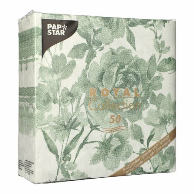 250 Stck Servietten, dunkelgrn,  ROYAL Collection , 1/4-Falz, 40 x 40 cm,  Rose 