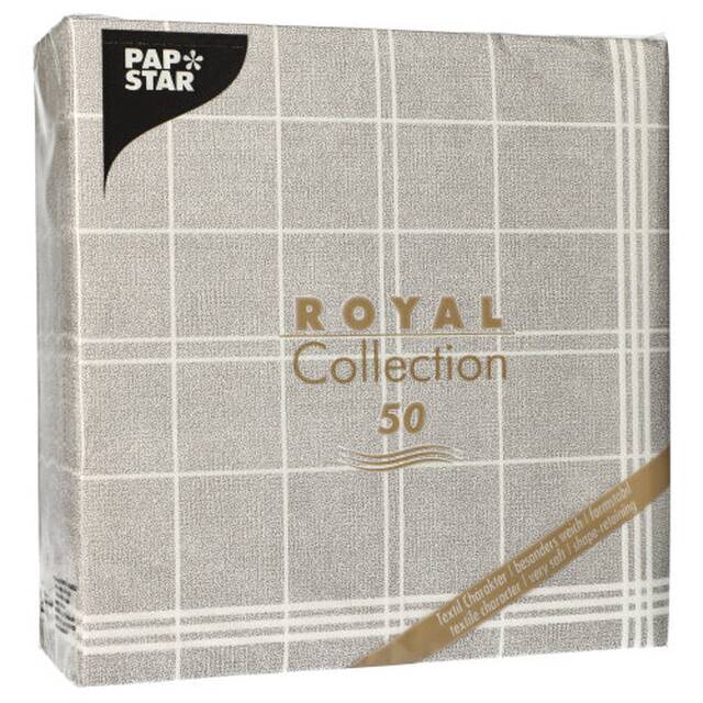250 Stck Servietten grau,  ROYAL Collection , 1/4-Falz, 40 x 40 cm,  Kitchen Craft 