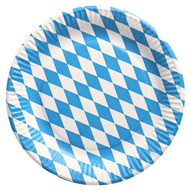 500 Stück Pappteller, rund Ø, 23 cm,  Bayrisch Blau 