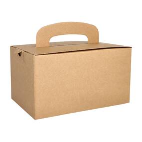 100 Stck Lunch-Boxen aus Pappe  pure  mit Tragegriff, braun