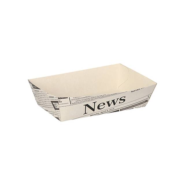 600 Stck Pommes-Frites-Trays 9 x 13,5 cm weiss  Newsprint  mittel