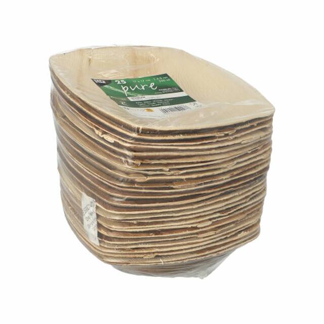 100 Stck Schalen aus Palmblatt  pure  350 ml 17 x 17 cm natur  QUADRATO 
