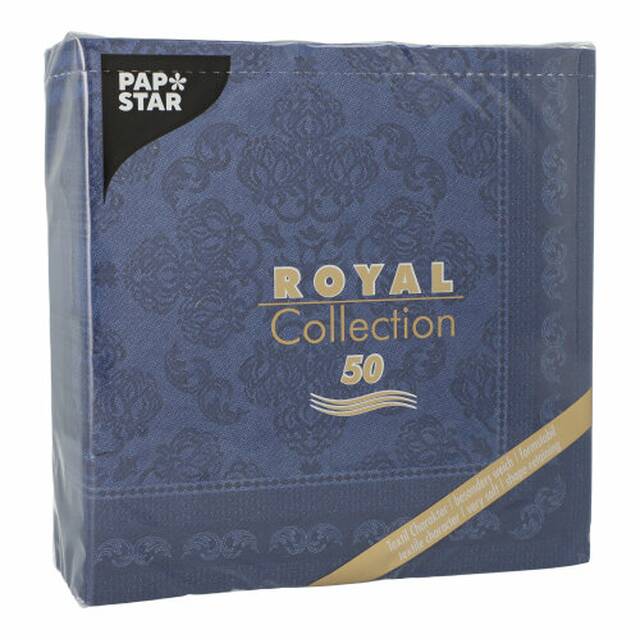 250 Stck Servietten  ROYAL Collection  1/4-Falz 40 x 40 cm dunkelblau  Arabesque 