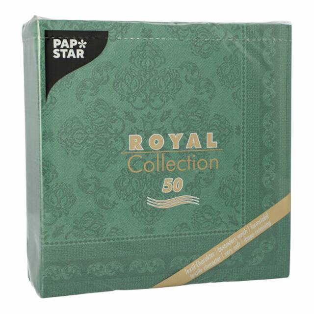 250 Stück Servietten  ROYAL Collection  1/4-Falz 40 x 40 cm dunkelgrün  Arabesque 