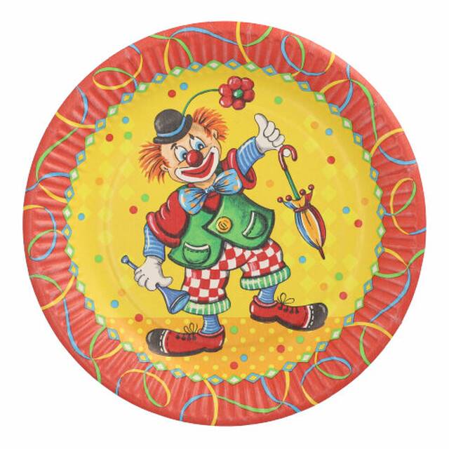 500 Stück Pappteller Ø 23 cm  Clown 