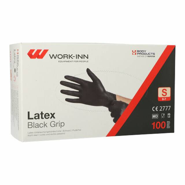 1000 Stck Latex-Handschuhe, puderfrei  Black Grip  schwarz Gre S