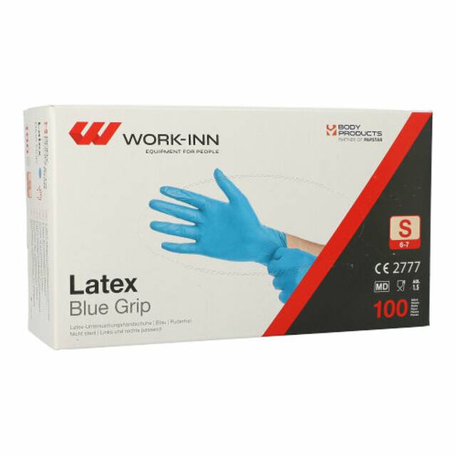 1000 Stck Latex-Handschuhe, puderfrei blau  Blue Grip  Gre S