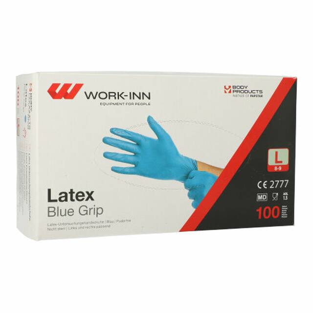 1000 Stck Latex-Handschuhe, puderfrei blau  Blue Grip  Gre L