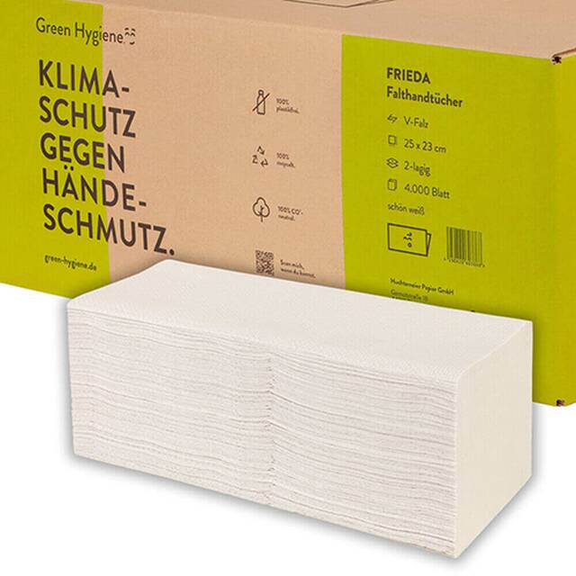 4000 Stck Handtuchpapier 25 x 23 cm, V-Falz, 2-lagig